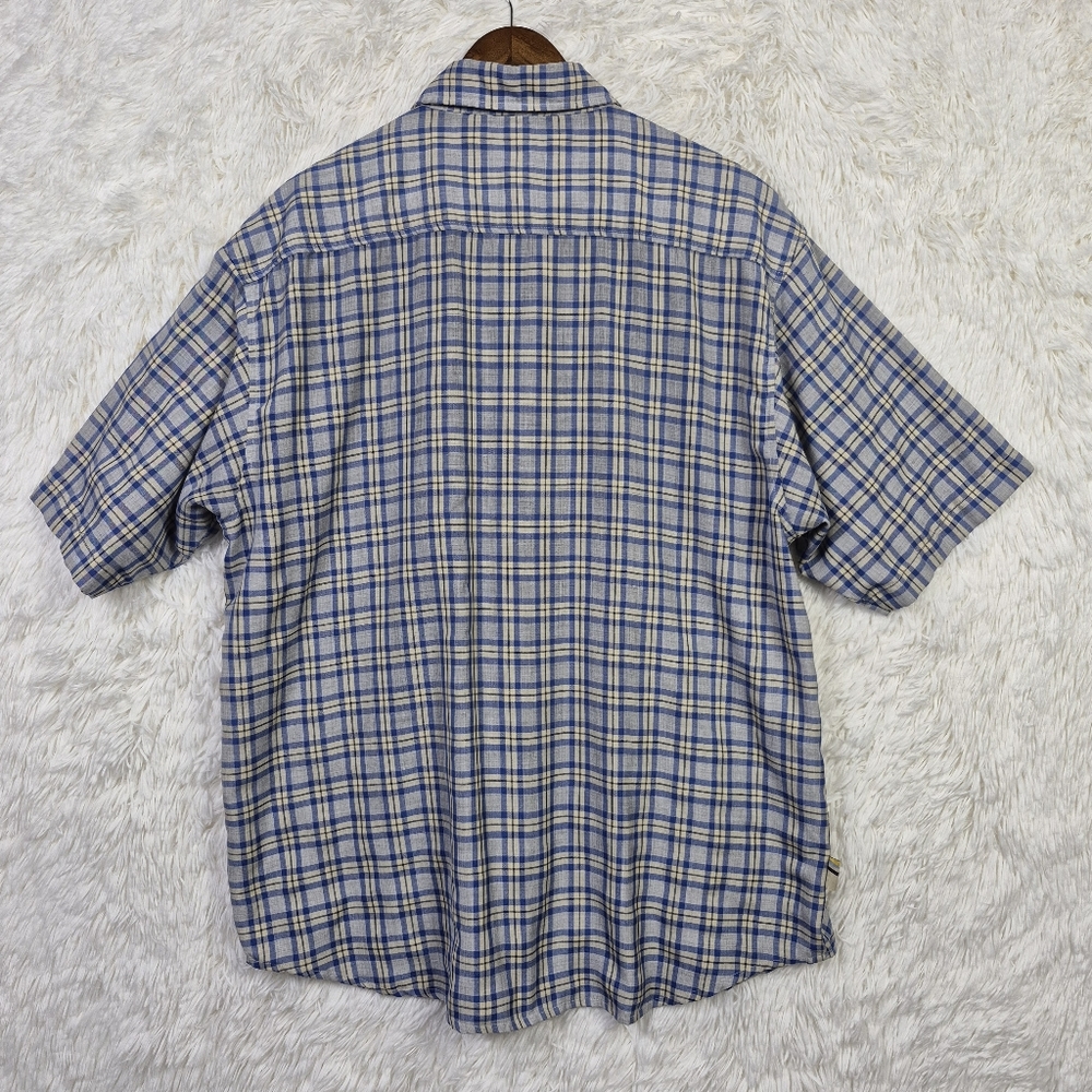 Vintage PNB Nation XL Blue Plaid Hidden Button Up Woven Shirt Streetwear Hip Hop - Picture 5 of 9